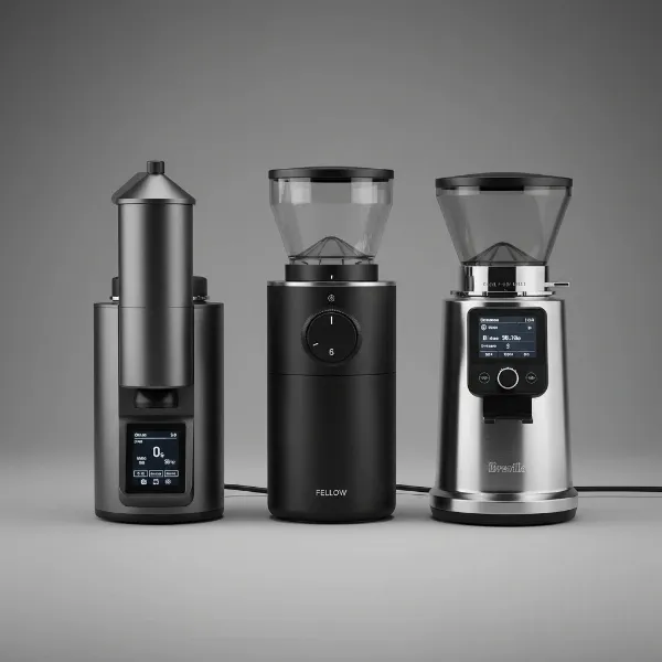 Collection of various smart coffee grinders showcasing diverse designs and features.