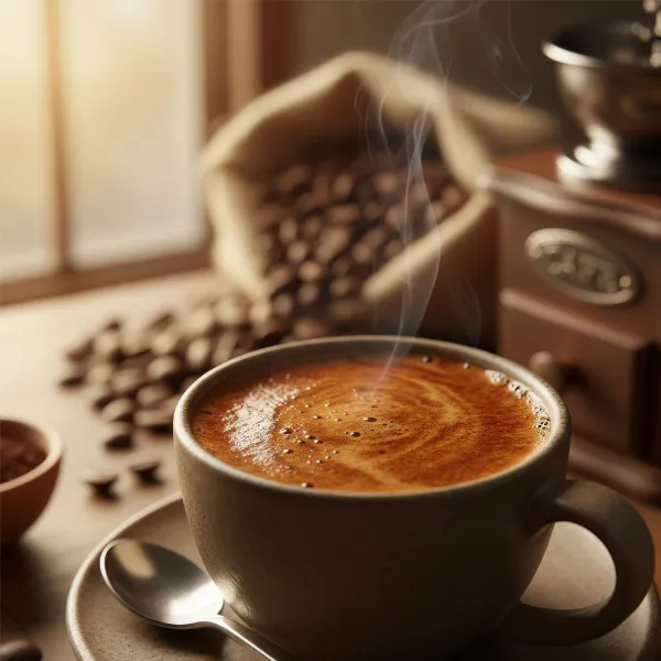 A perfectly brewed cup of coffee with crema, showcasing the quality achieved by consistent grinding.