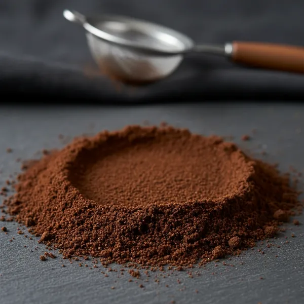 Close-up of perfectly ground Turkish coffee powder, showing its flour-like consistency.