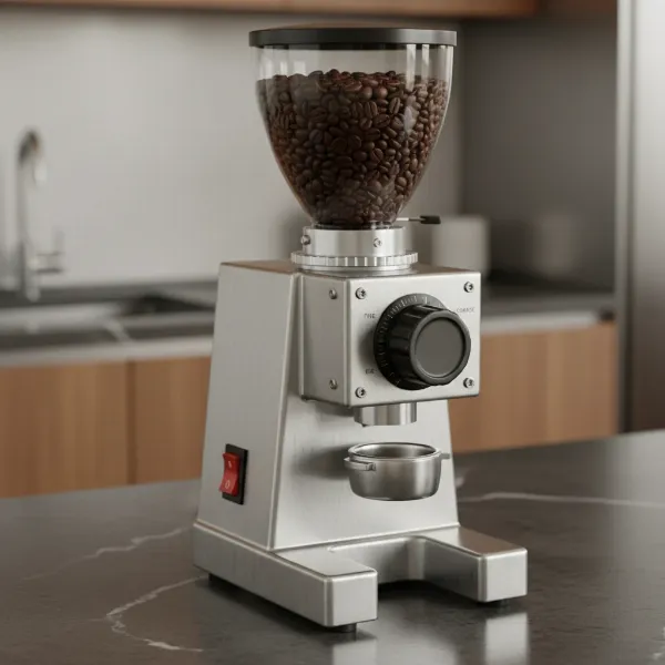Rancilio Rocky espresso coffee grinder with its industrial design and robust build
